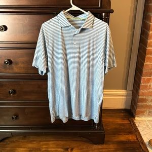 Tasc blue, striped golf polo